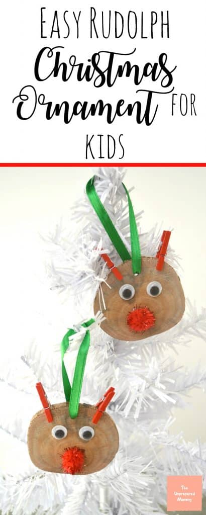 This Rudolph Christmas ornament is easy enough for kids of all ages to make. #Christmas #Christmasornament #rudolph