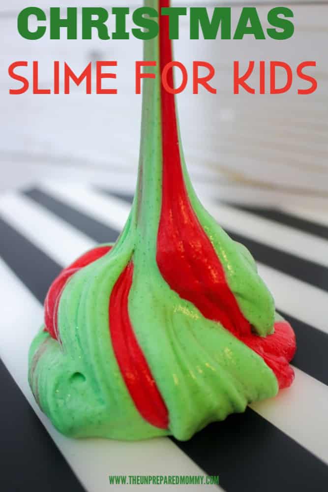 This Christmas slime is great fun for kids. Sensory play is always a fun way to keep kids entertained. #slime #christmas